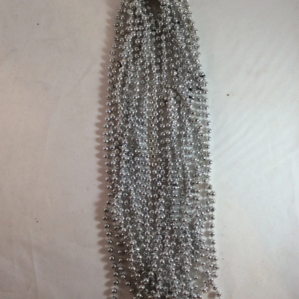 Mardi Gras Beads Silver 12 Strands Beads Decorations Parade Crafts
